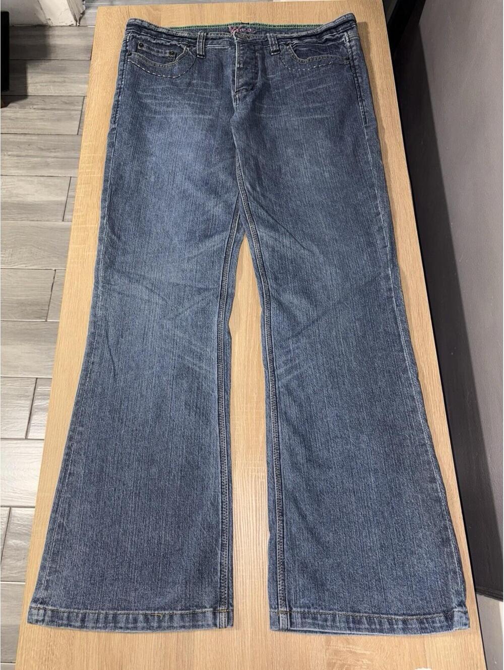 Bebe Y2K Flare Jeans Womens 32x32 Blue Bootcut Stretch Denim Vintage Style
